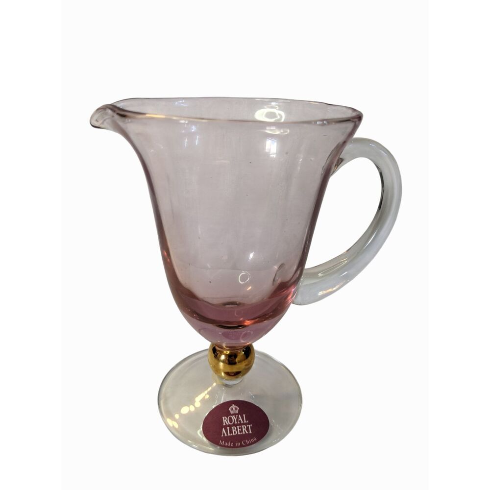 Old Country Roses Formal Royal Albert 6" Creamer Pink Glass Gold Ball 8oz VTG